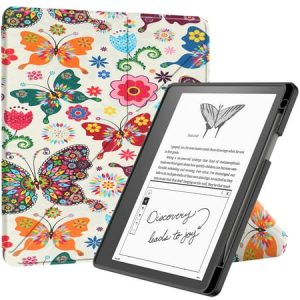 Allytech Case Cover for 10.2-inch Kindle Scribe (2022 Released), Foldable Stand Smart PU Leather Cover with Pen Holder and Auto Wake/Sleep for 10.2” Amazon Kindle Scribe E-Reader -Butterfly