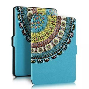 Lightest Thinnest Protective Genuine Leather Cover with Auto Wake or Sleep for Amazon Kindle Paperwhite (Blue Totem)